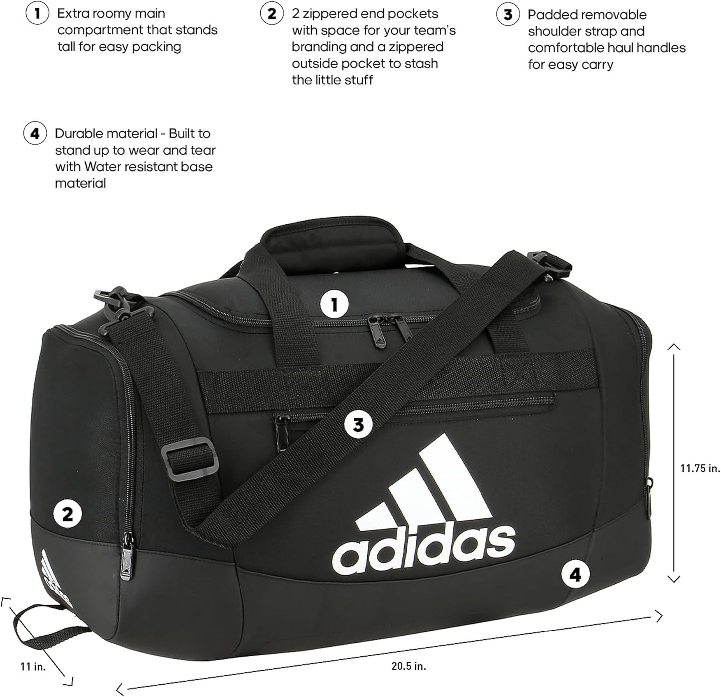 Unisex Defender 4.0 Small Gym Duffel Bag (38L) in Black/White