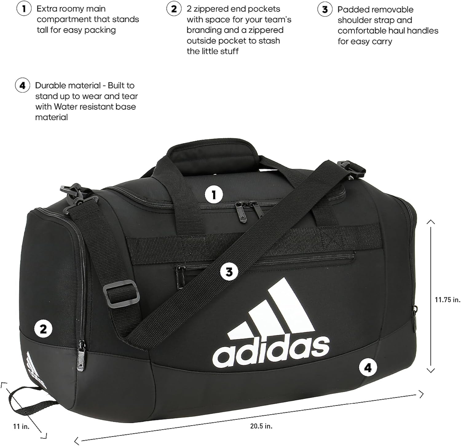 Unisex Defender 4.0 Small Gym Duffel Bag (38L) in Black/White